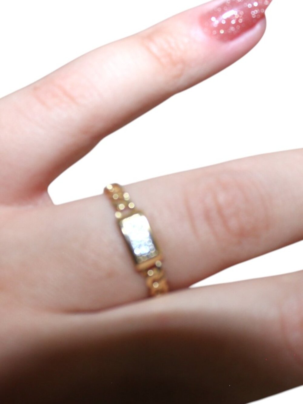 14k Solid Gold Stacking Chain Ring 1.37 Grams Size 8.5 - Picture 3 of 9